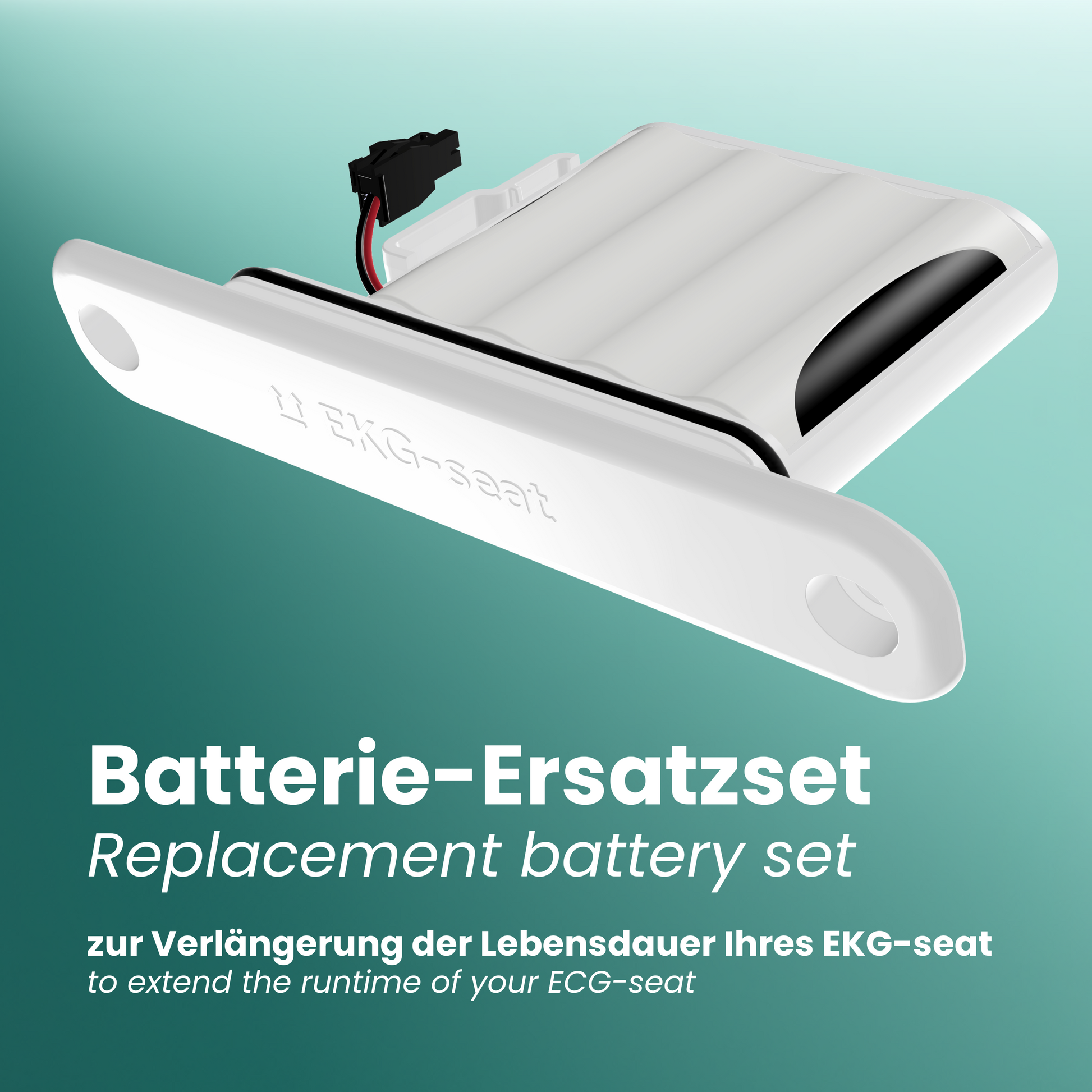 Eine Nahaufnahme des Batterie-Ersatzsets, das für den EKG-seat benötigt wird.